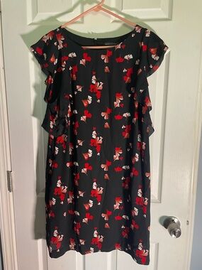 Banana Republic Black Dress with Red & White Floral Print